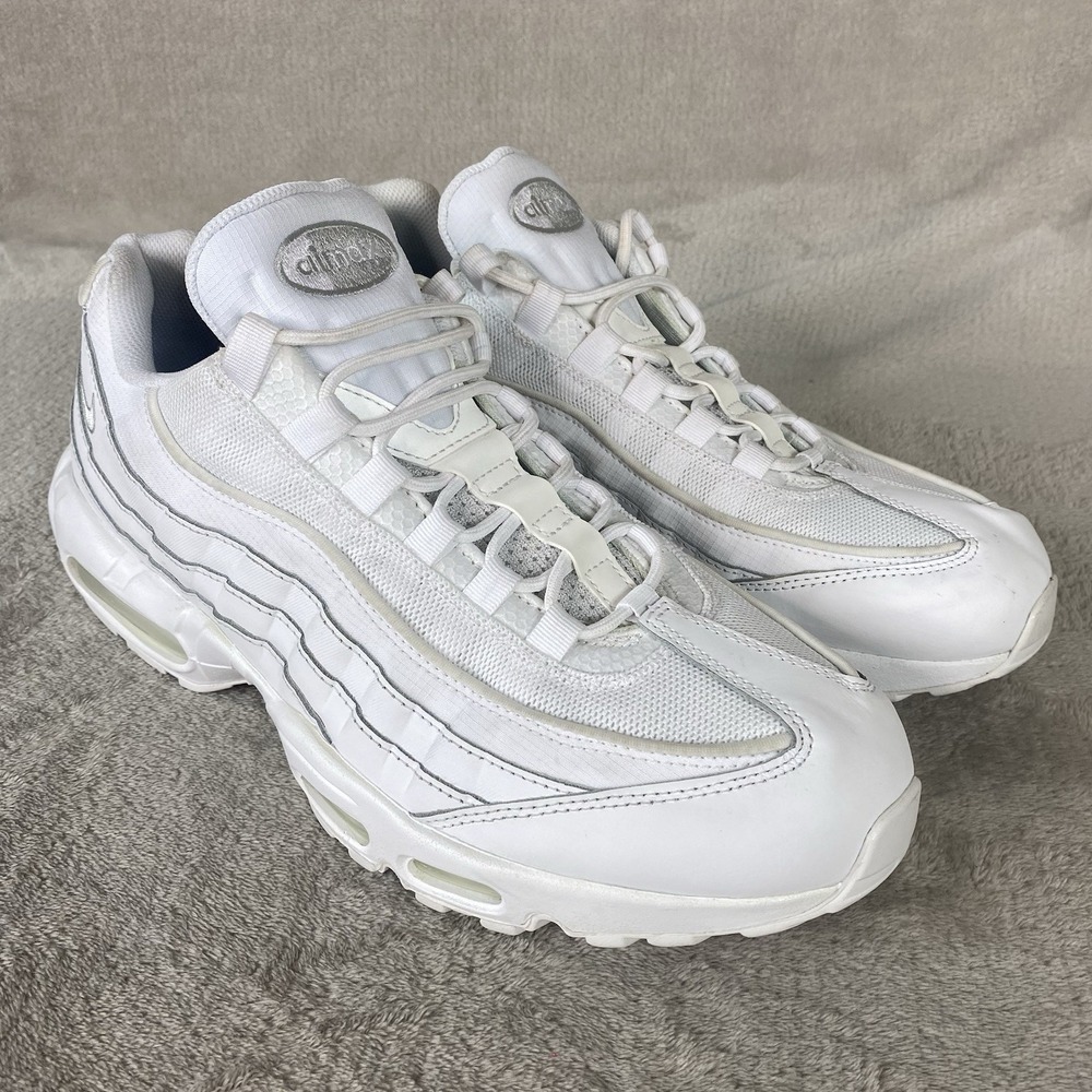 Nike Air Max 95 Essential Air Mens Sneakers Shoes Size 12 White Leather Low
